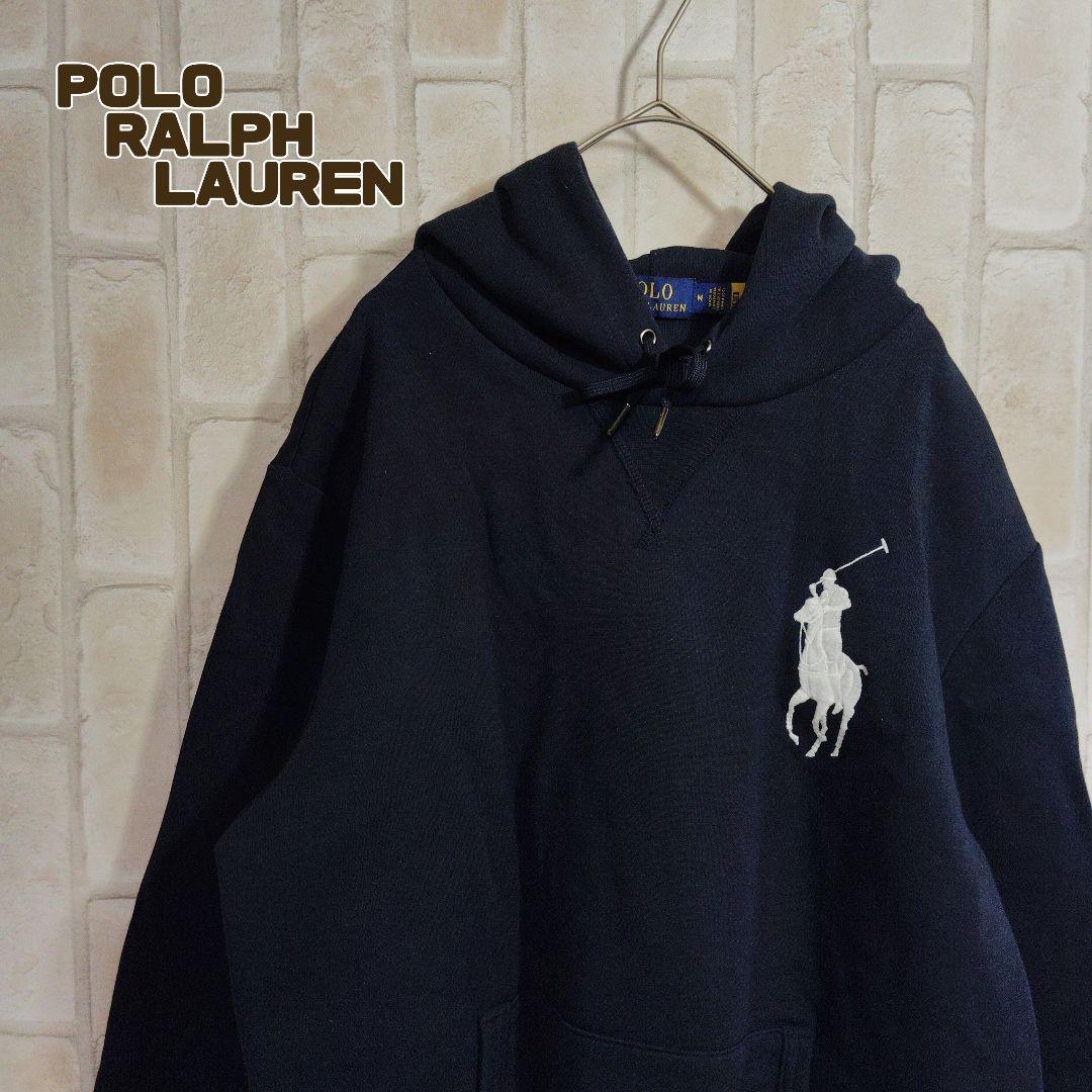 ポロラルフローレン　パーカー　ネイビー　ビッグポニー　現行　 Vガゼット　刺繍