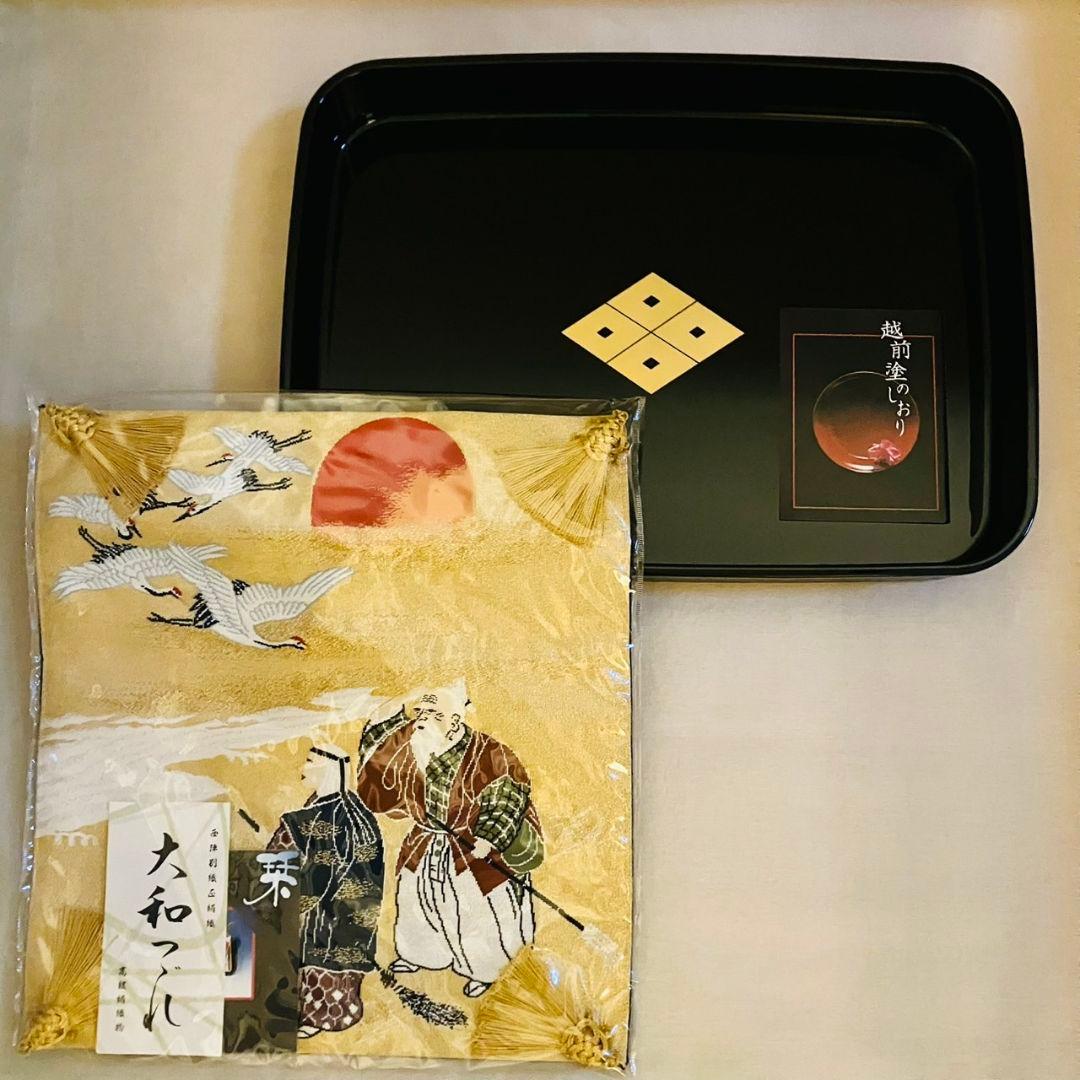 越前塗 広蓋 家紋 袱紗とトレーのセット
