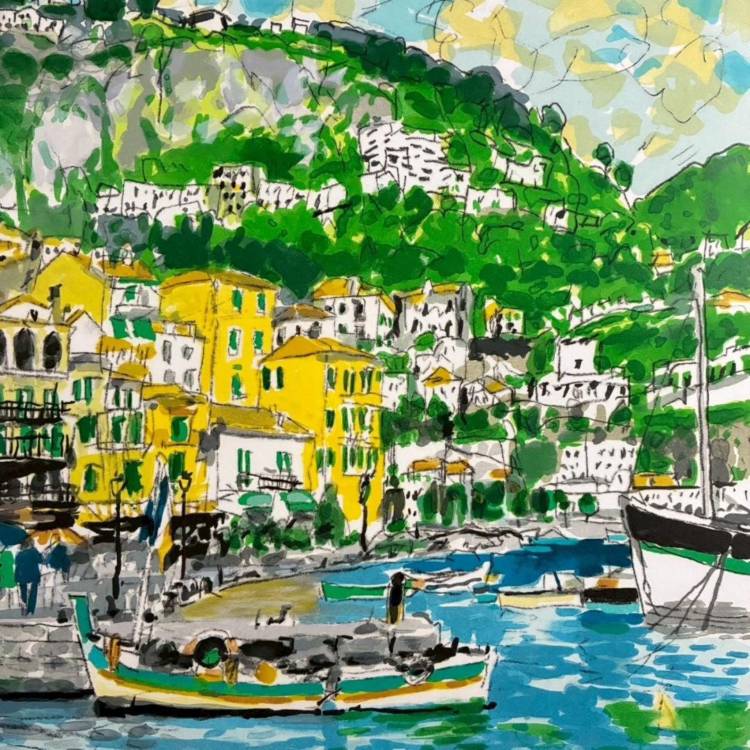 児玉幸雄「初夏の海岸」リトグラフ 直筆サイン有 お洒落な額装 パリ フランス