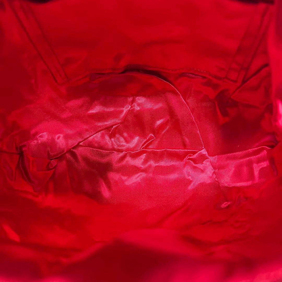 【美品】ビーズ総刺繍/ラインストーン/ ビジュー/口枠式/赤系色/ビーズバッグ