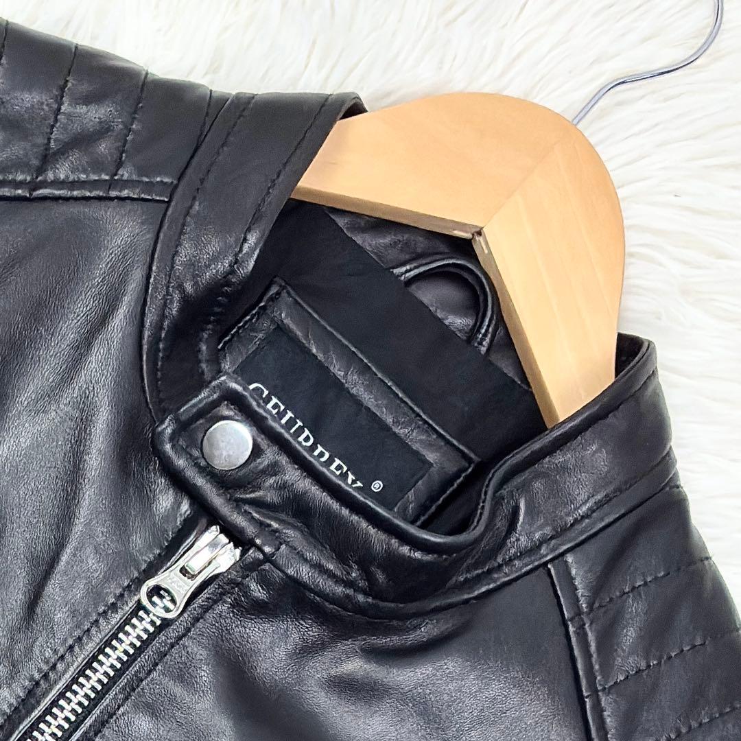 美品　ジャーレックス　本革　シングルライダース　レザージャケット　蛇腹　XL　黒