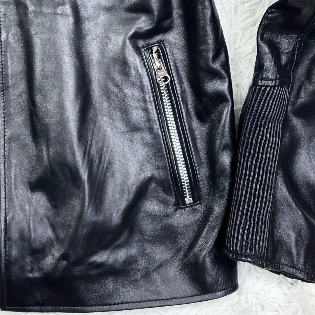 美品　ジャーレックス　本革　シングルライダース　レザージャケット　蛇腹　XL　黒