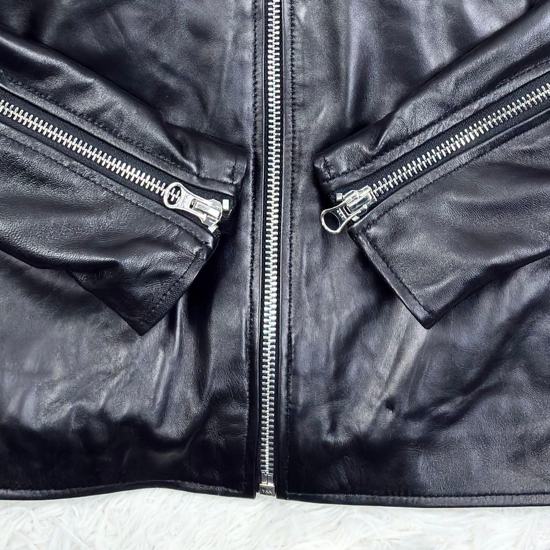 美品　ジャーレックス　本革　シングルライダース　レザージャケット　蛇腹　XL　黒