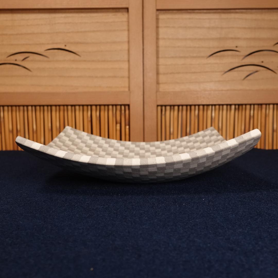 人間国宝 松井康成 希少作 練上四方皿 共箱