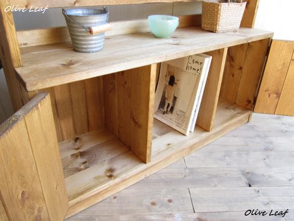 サイズ、デザインオーダー可！●２扉ローキャビネット●ナチュラルブラウン●受注製作