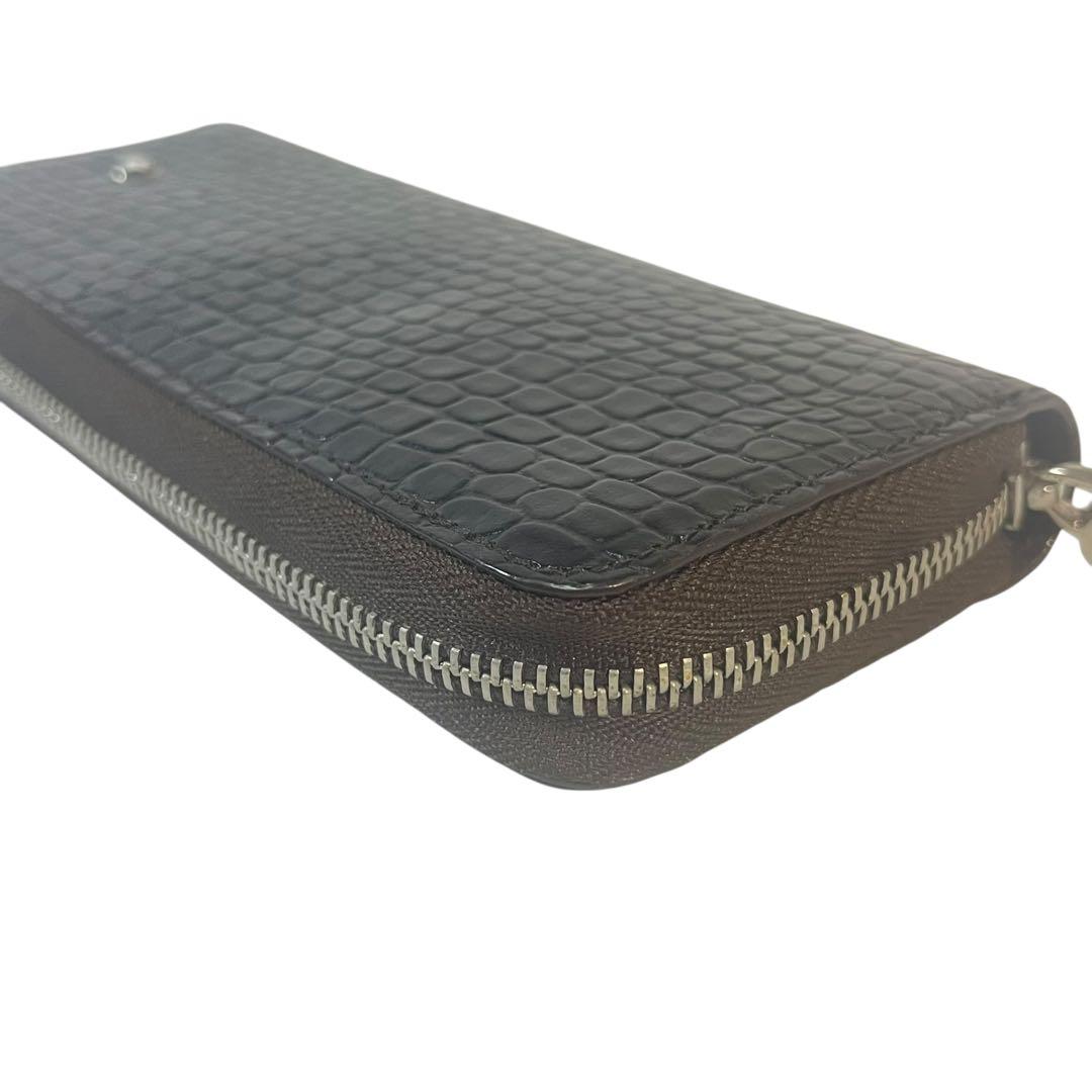 【美品】モンブラン 本革 クロコ型押し ペンケース ファスナー