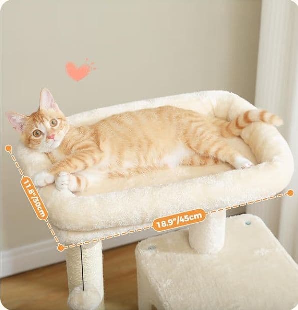 キャットツリー 大型猫用 ハンモック付 ベージュ　つ324