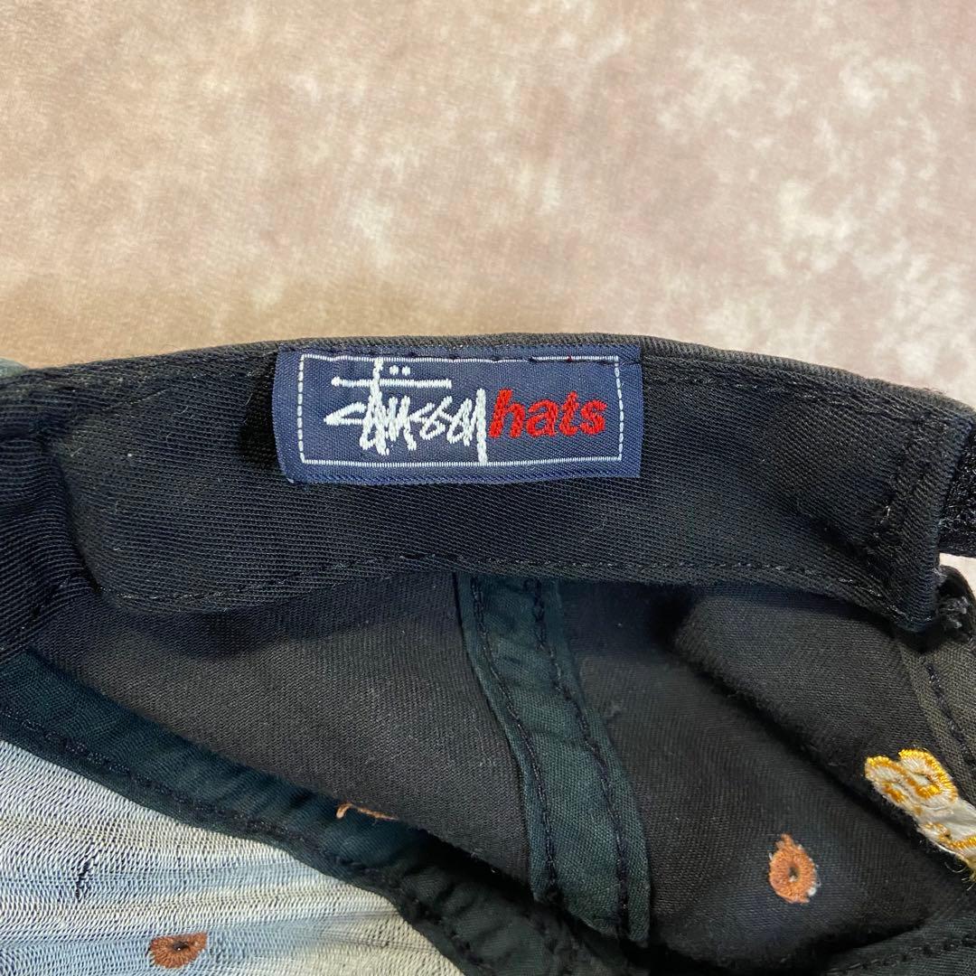 90s Stussy hats キャップ SS刺繍 2トーン カーキ/ブラック