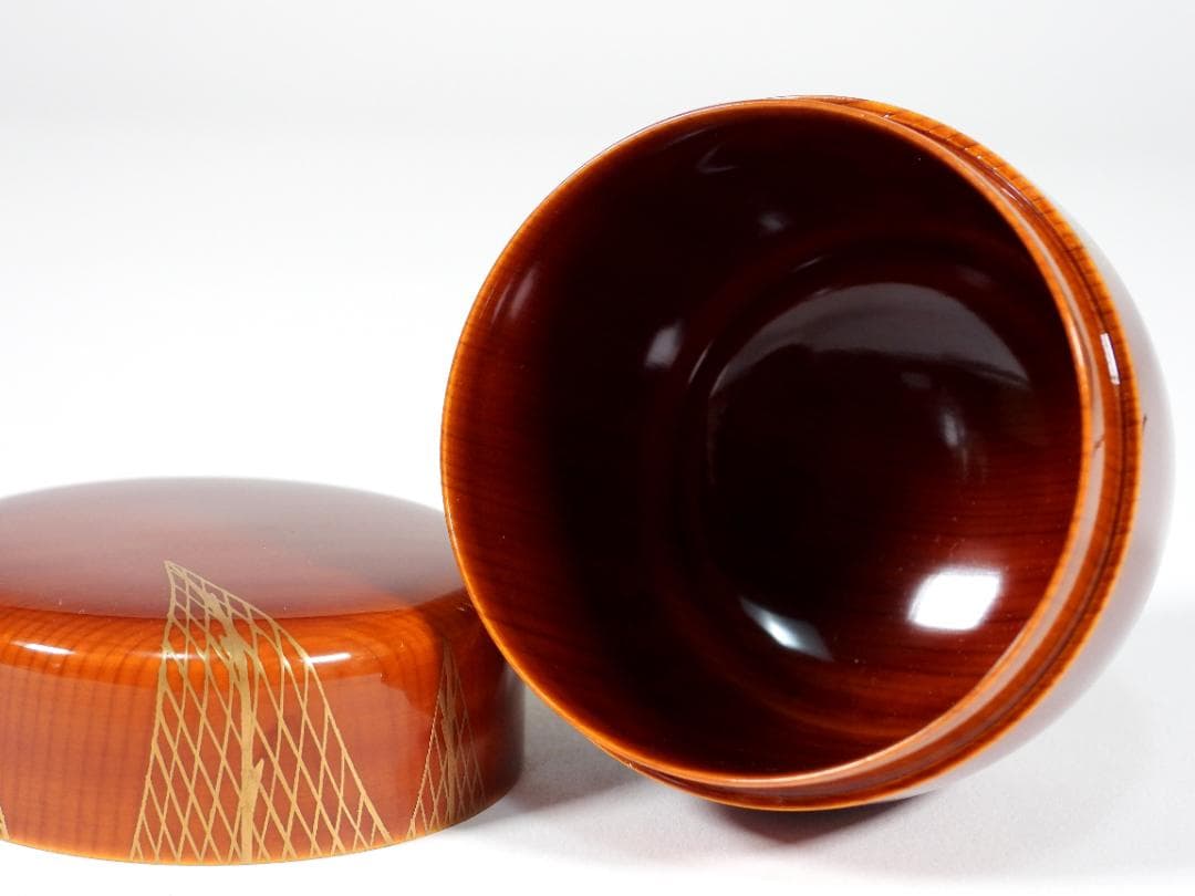 塗師 聡春 作 春慶塗 千網蒔絵 利休棗 共箱 煎茶道具