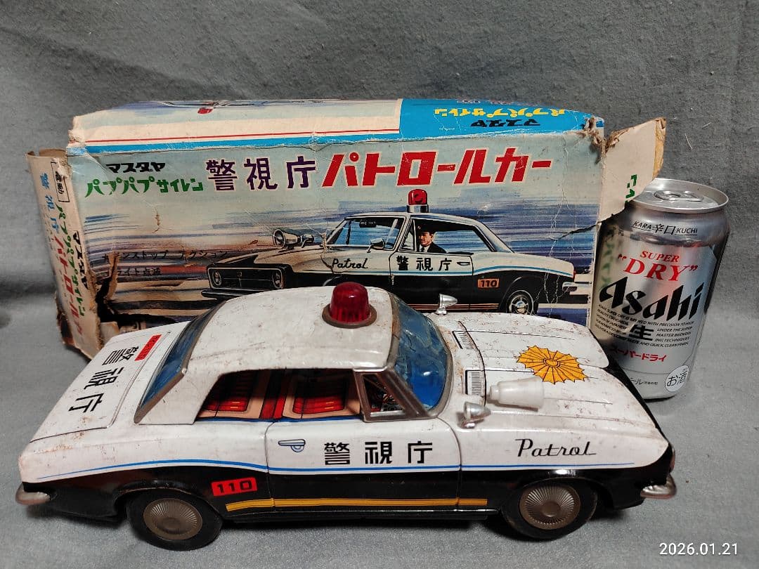 昭和レトロ1960年代 マスダヤ パプパプサイレン警視庁パトロールカー ブリキ