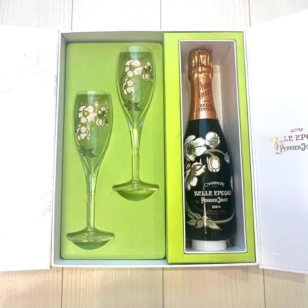 未開栓 ベルエポック シャンパンセット グラス付き ギフト箱入り 2004
