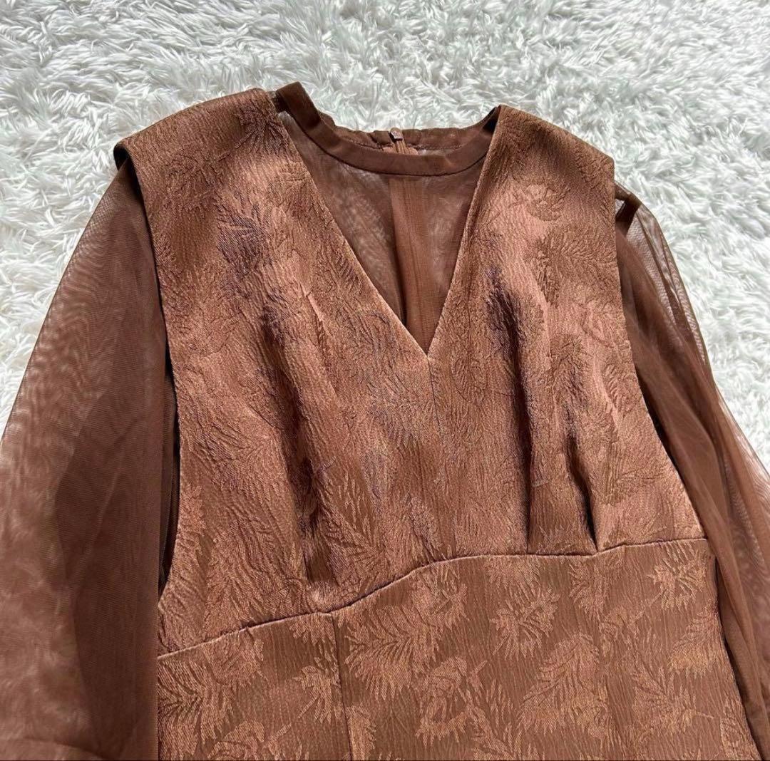 AIMER エメ　チュール ブラウス付きジャガード Iラインドレス　Mサイズ