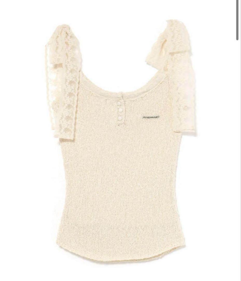 アイボリーCotton ribbon tank andmary③