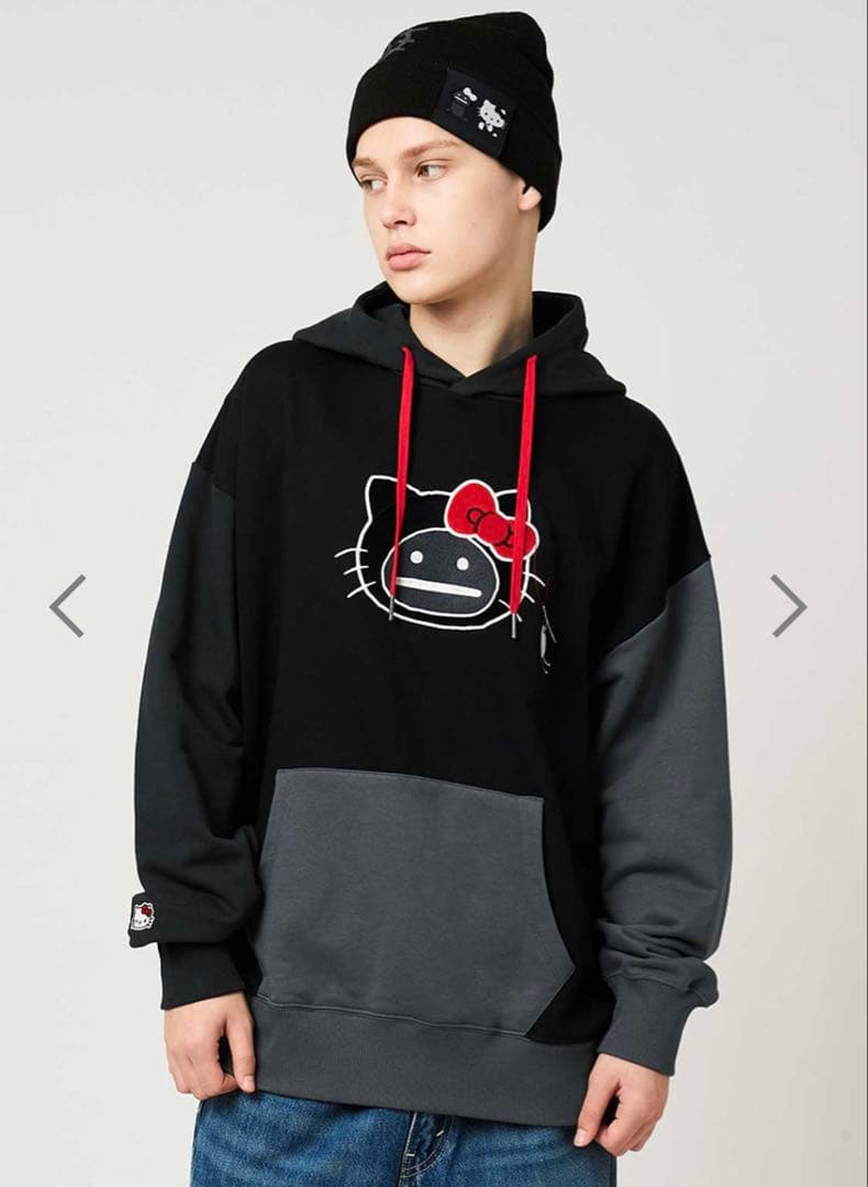 HELLO SHADOW フェイス｜裏毛ビッグシルエットパーカー　L