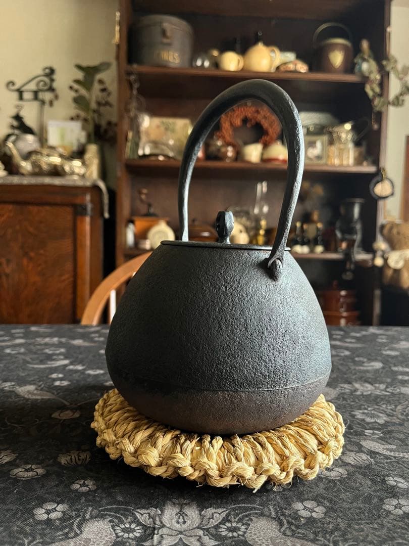 南部鉄瓶　釜定　秋の実　肌　鉄瓶