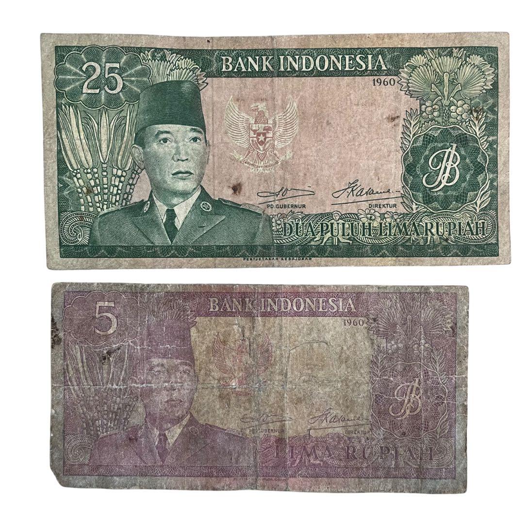 旧紙幣 インドネシア スカルノルピア/ドイツマルク/台湾 中国/シンガポール