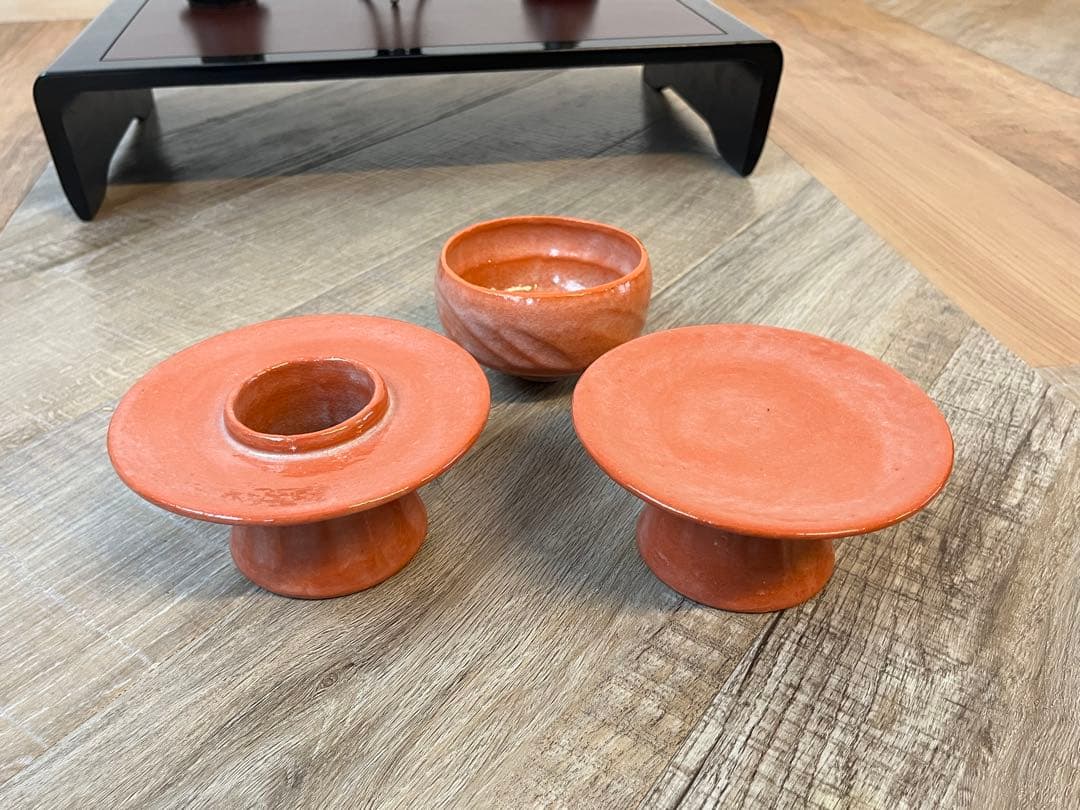 茶道具 今日庵認定 三具足 天目茶碗 天目台 高杯 利休居士御画像掛軸 共箱