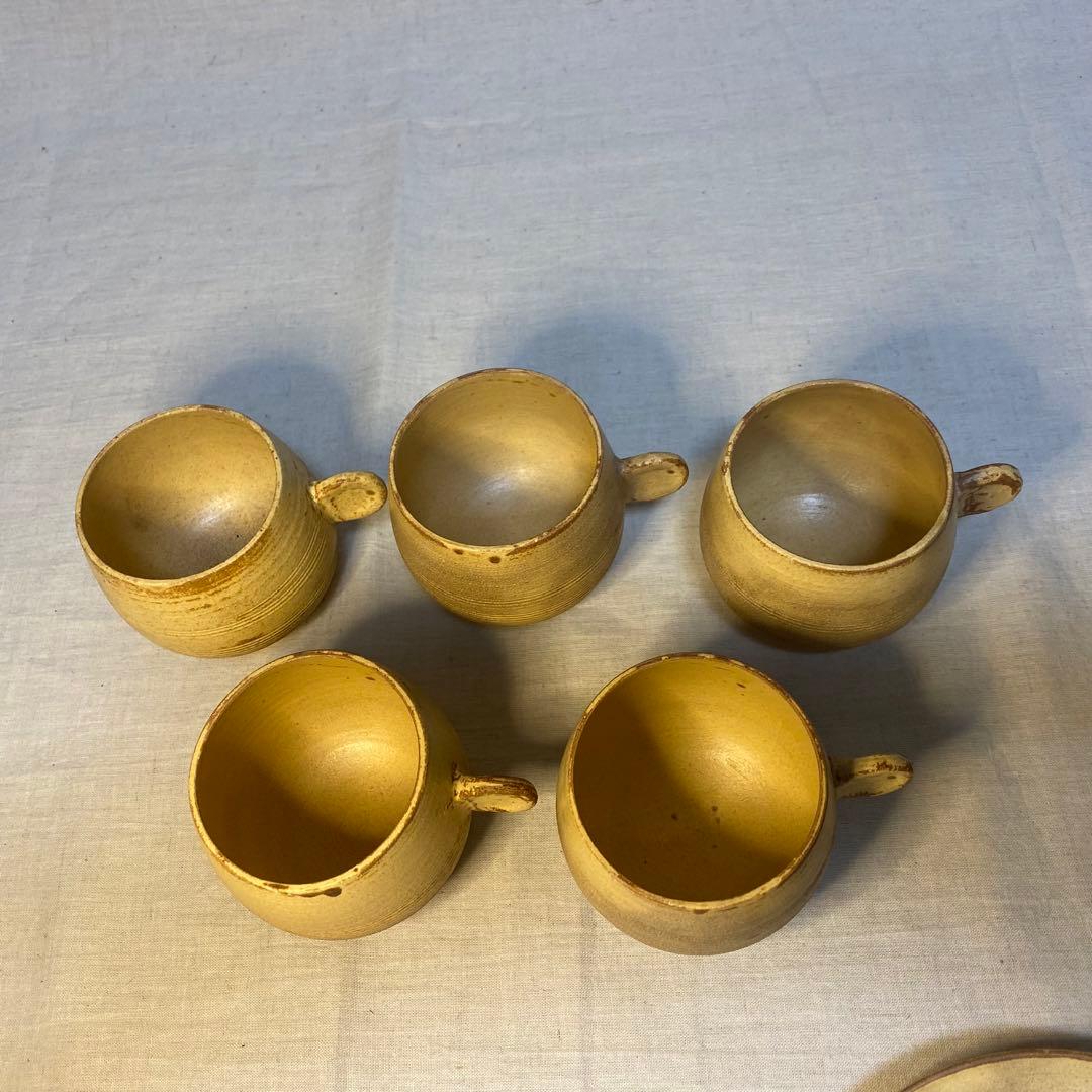 黄瀬戸　瀬戸焼　カップ&ソーサー　コーヒー　紅茶　小川欣二　5客