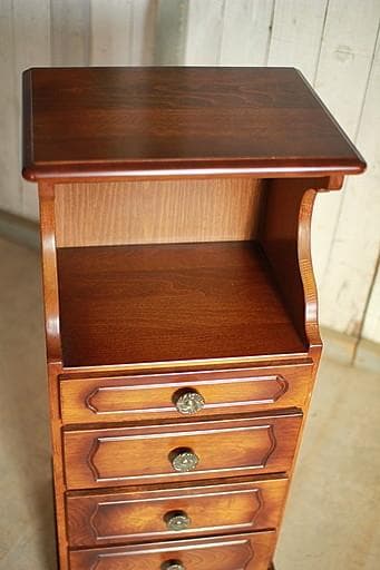 カリモク家具　コロニアル　電話台　小引き出し4段　飾り台　花台　ヴィンテージ家具