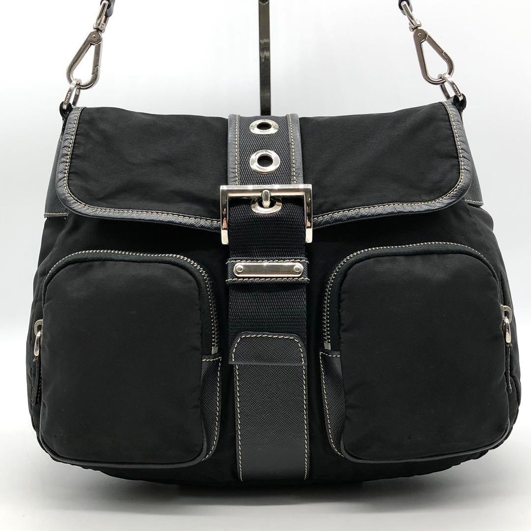 ✨ギャランティ付✨ プラダ ショルダーバッグ 三角ロゴプレート ナイロン レザー