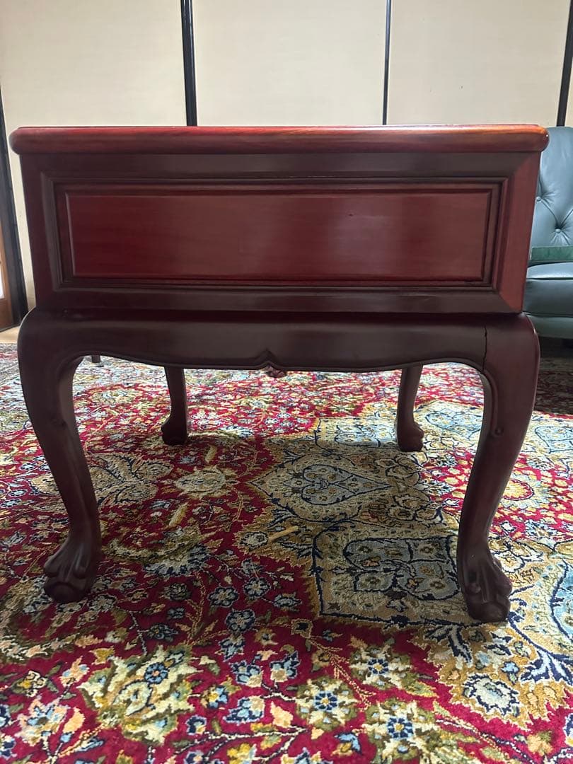 螺鈿細工 引き出し收納　木彫 花台 電話台 置物台 サイドテーブル2点セット