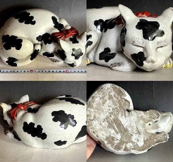 置物■猫 とても可愛らしい眠り猫 オブジェ 古民具 招き猫 江戸後期 時代骨董