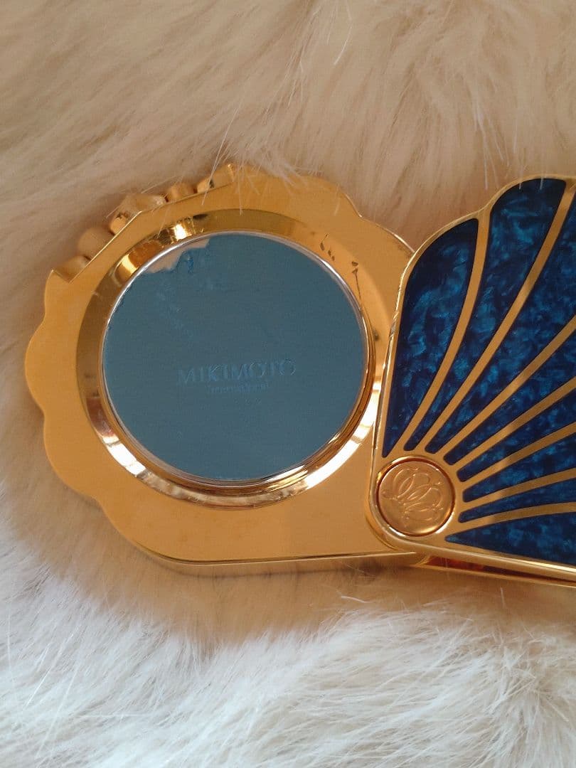 【美品】◆MiKIMOTO◆ミキモト シェル型時計 ブルー ゴールド 真珠付