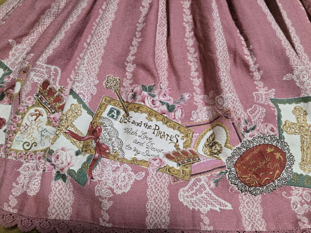 ALICE and the PIRATES 手紙&十字架柄スカート ピンク