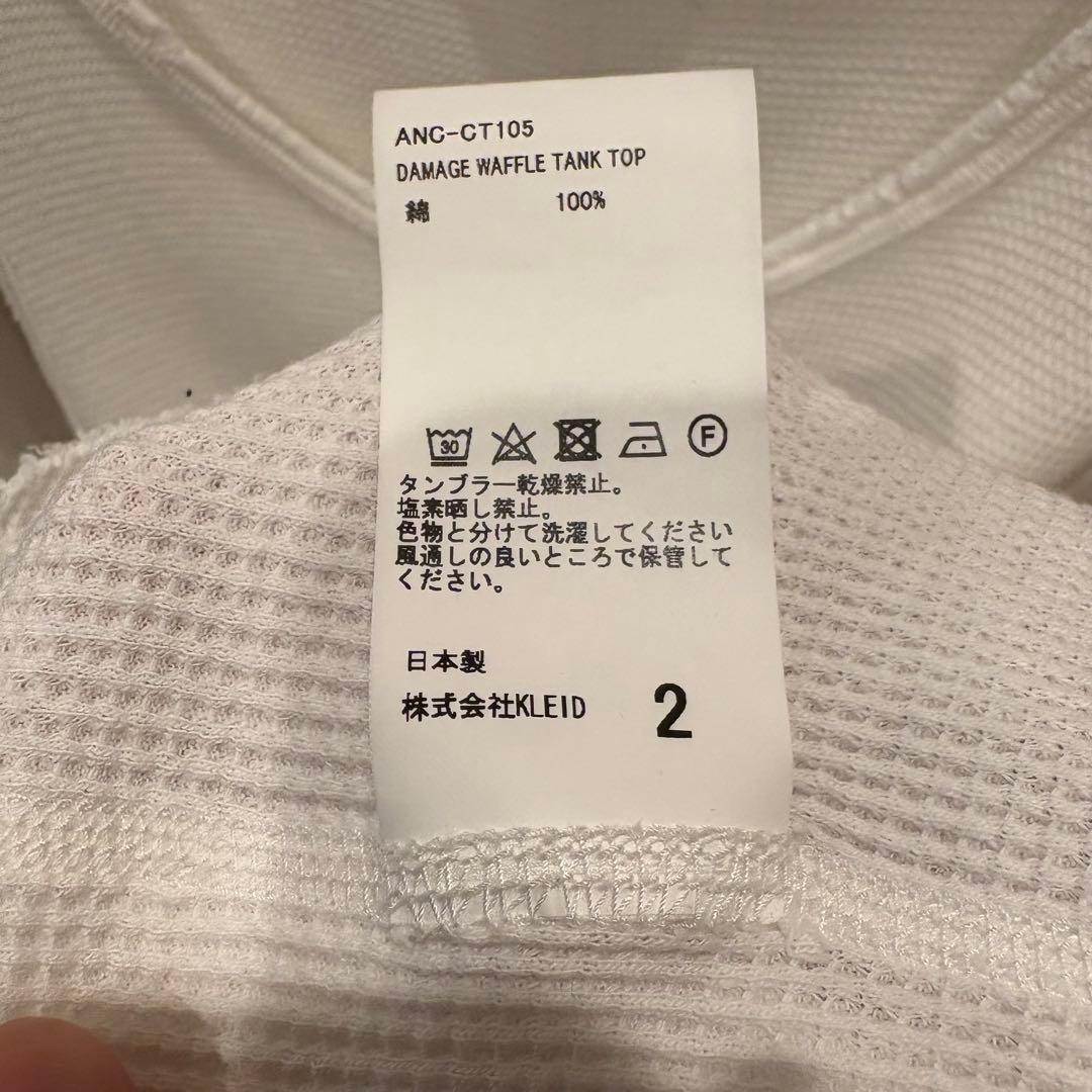 トップス DAMAGE WAFFLE TANK TOP