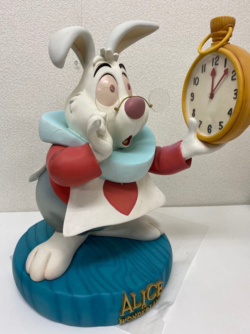 3-2701 激レア★不思議の国のアリス 白うさぎ 兎置き時計 ビッグフィギュア