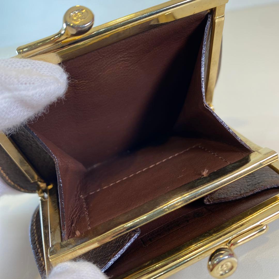 【未使用に近い】オールドグッチ がま口ケース ブラウン