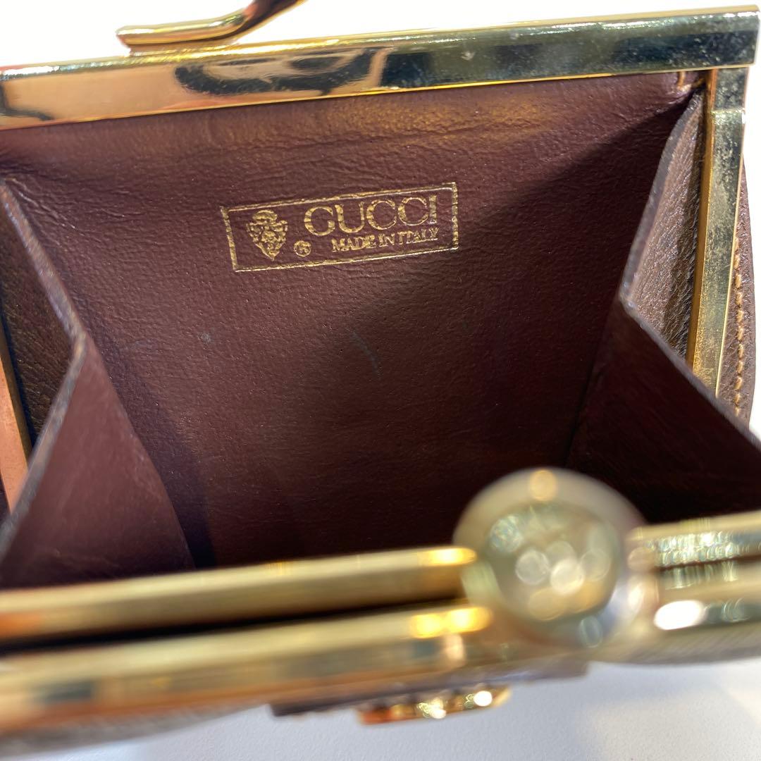 【未使用に近い】オールドグッチ がま口ケース ブラウン