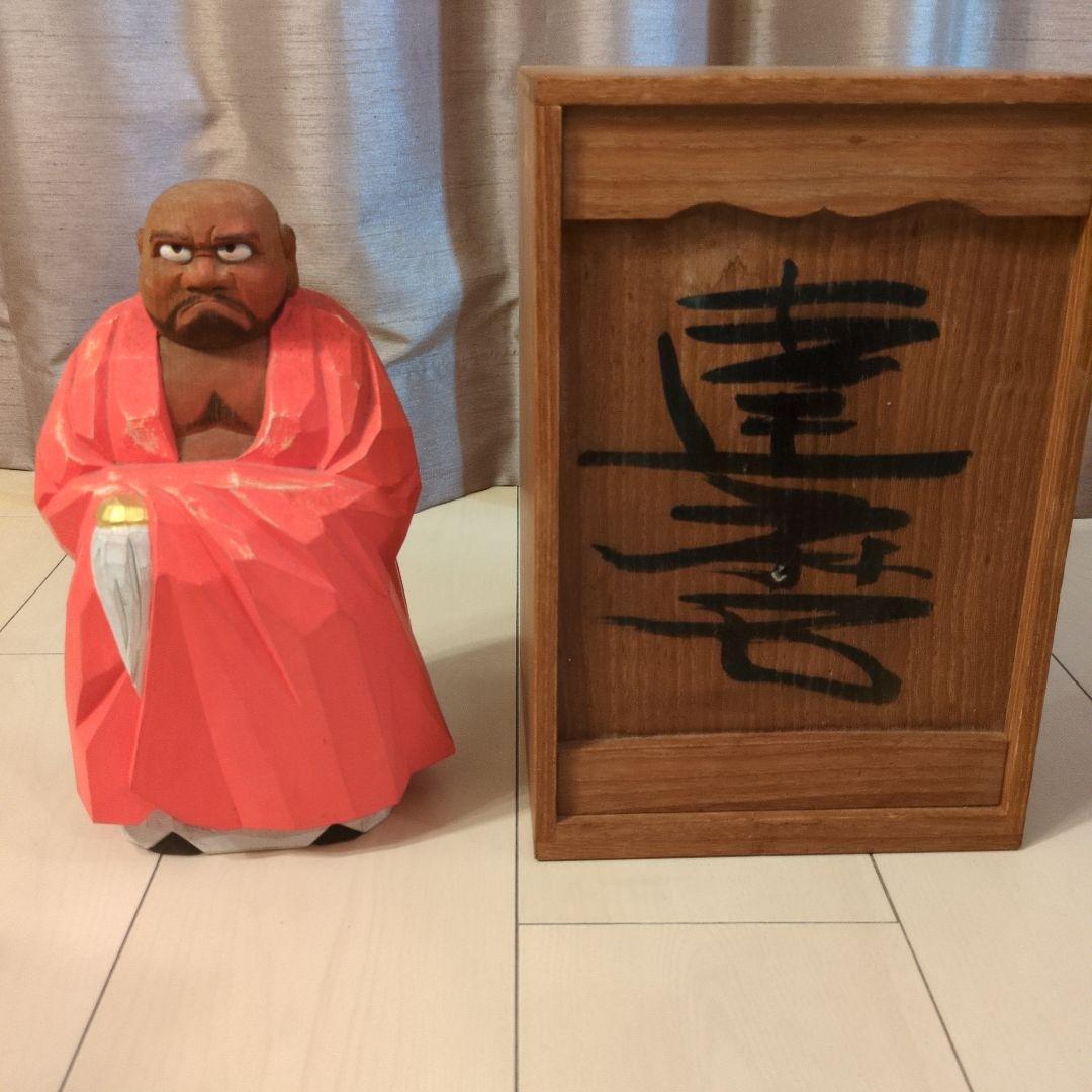 鎌田麦風作　奈良一刀彫　達磨　約26cm