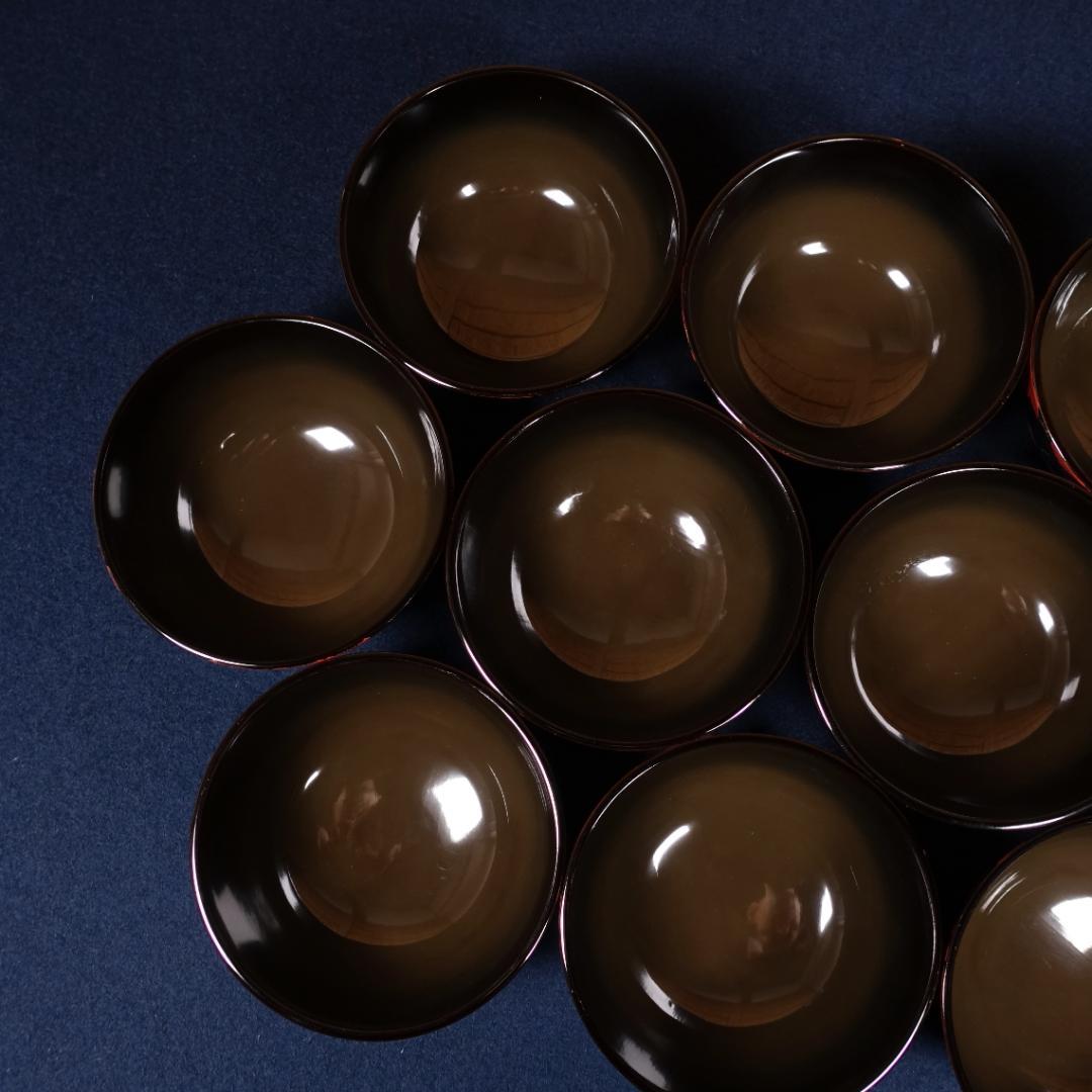 上品な逸品 天然木製漆器 紅葉蒔絵 吸物椀 10客 木箱付