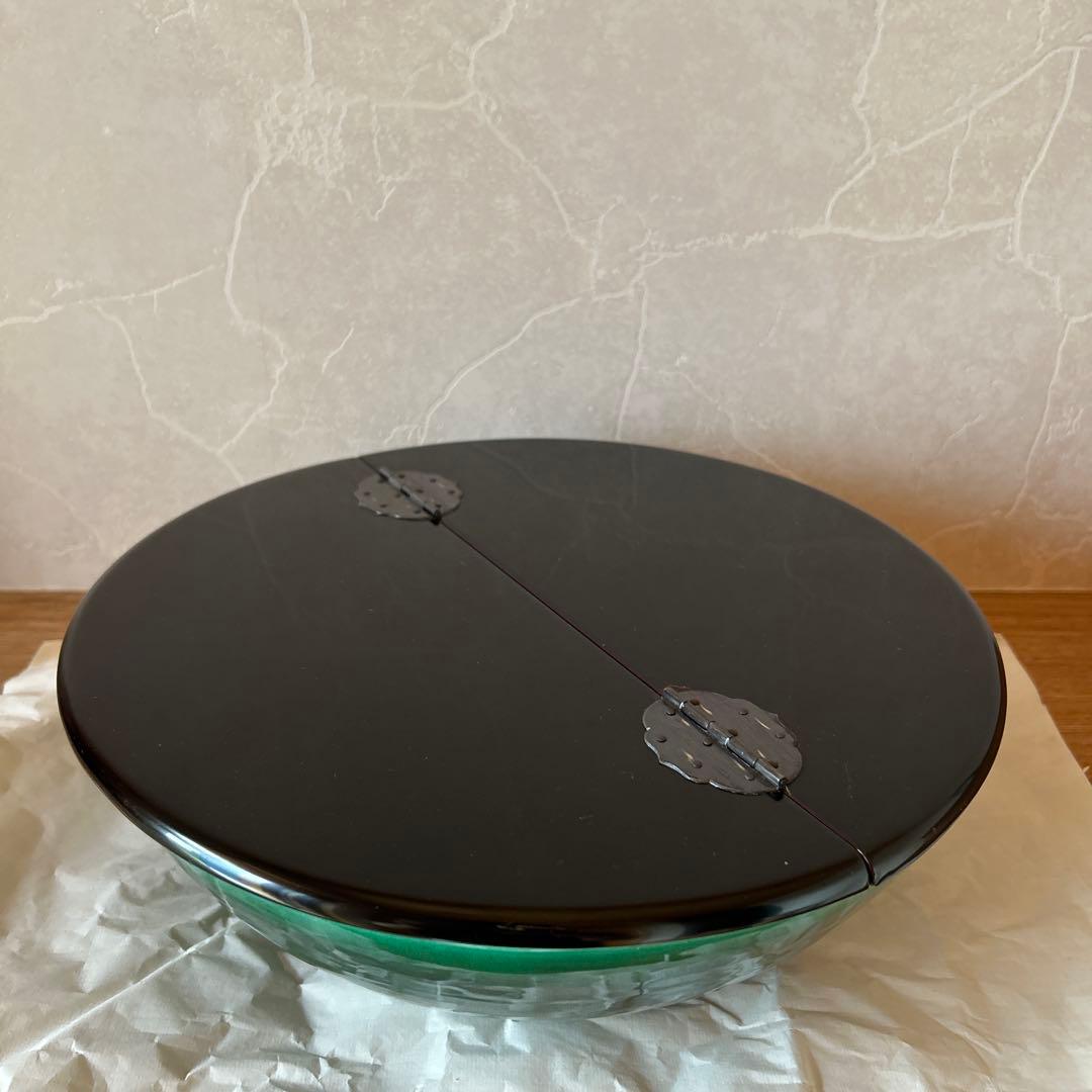 加賀瑞山　青釉立田川　平水指　茶道具