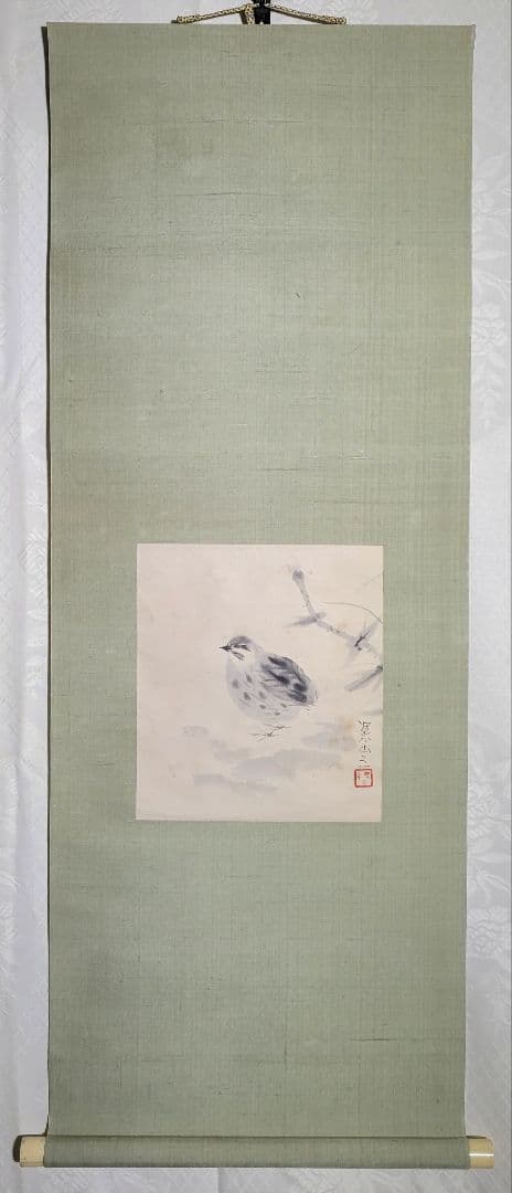 田中案山子　鶉の図　ウズラ　花鳥画　掛け軸　書画、骨董品、美術品