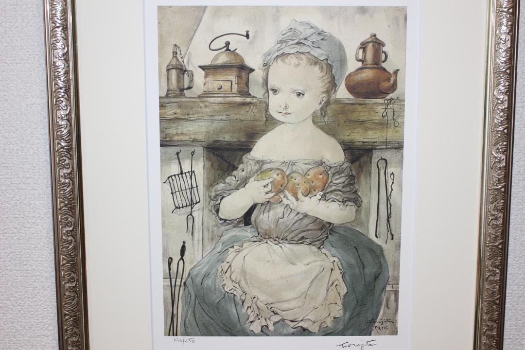 藤田嗣治 エスタンプリトグラフ「少女」販売証明書付き 162/250