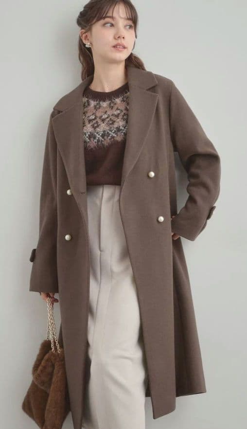 【12月25日までの出品】クチュールブローチ　パール調釦チェスターコート