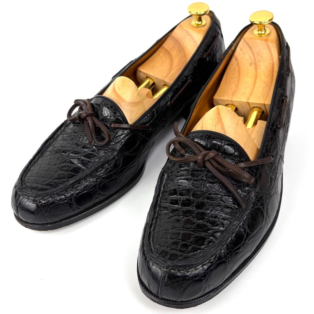 希少　ポロラルフローレン　革靴　ローファー　クロコダイル　ブラック　26.5cm