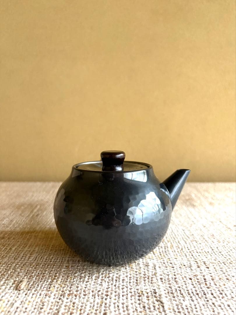 新光堂 【未使用】純銅 横手 鎚目急須 伝統工芸品 美術銅器