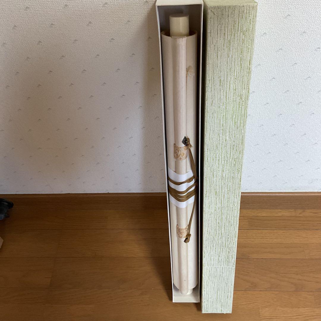 大幹筆 絹本花鳥画 《 ボタン之図 》 彩色画 収納箱在