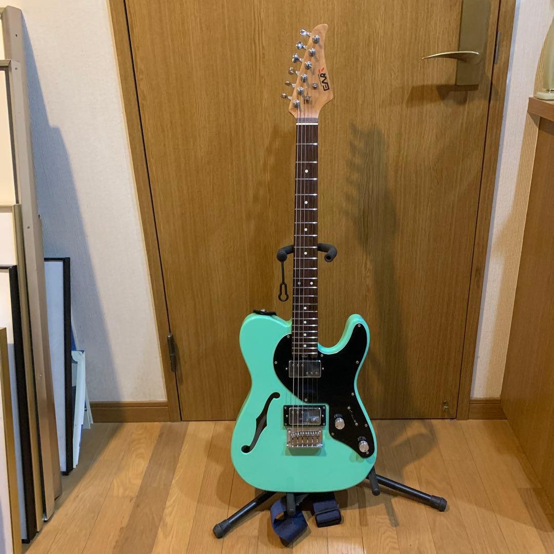 EART セミホロウボディ エレキギター ミントグリーン　ステンレスフレット