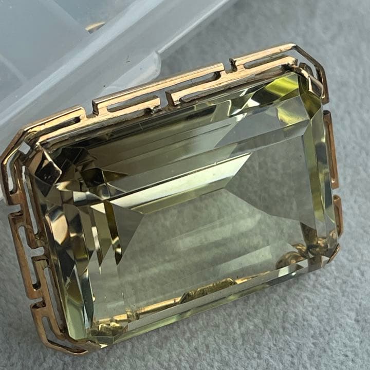 Happy S　14Kグリーンクォーツ　帯留め兼ブローチ