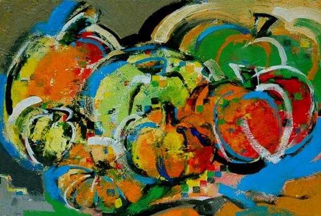 油絵 菅家令子 インテリア 額付(白) 油絵 uF6-061303 かぼちゃ