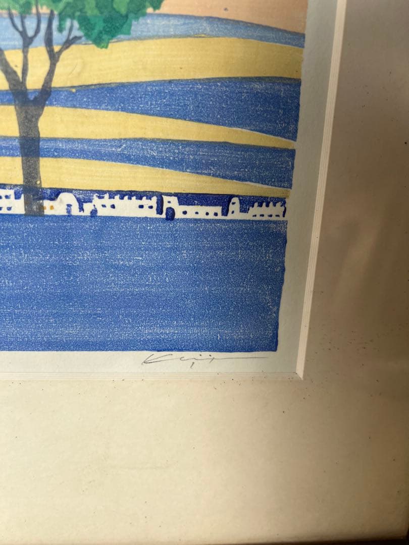 リトグラフ 自然風景 木製フレーム