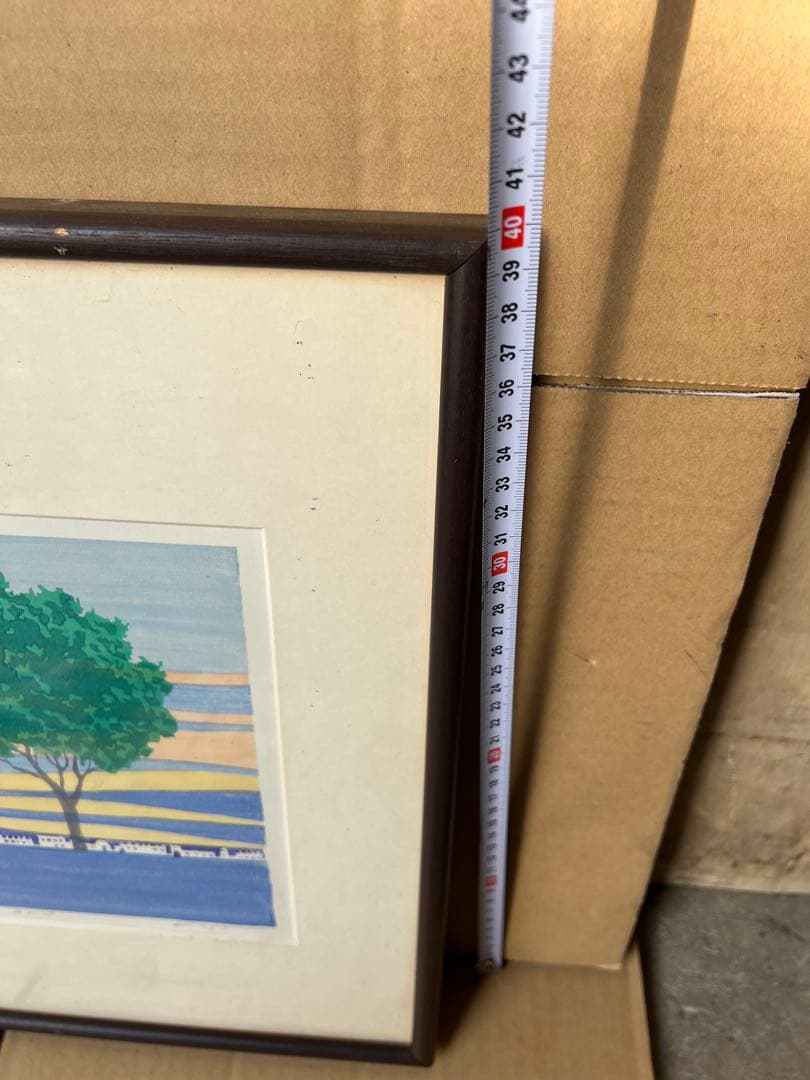 リトグラフ 自然風景 木製フレーム