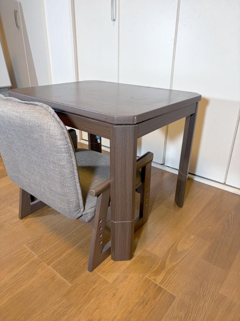 ユアサプライムス お一人様コタツ ダークブラウンコタツと椅子のセット