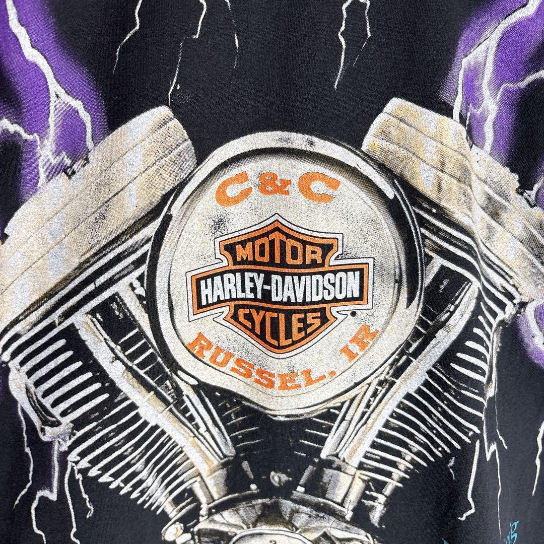 ハーレーダビッドソン tシャツ ライトニングサンダー 両面プリント L□