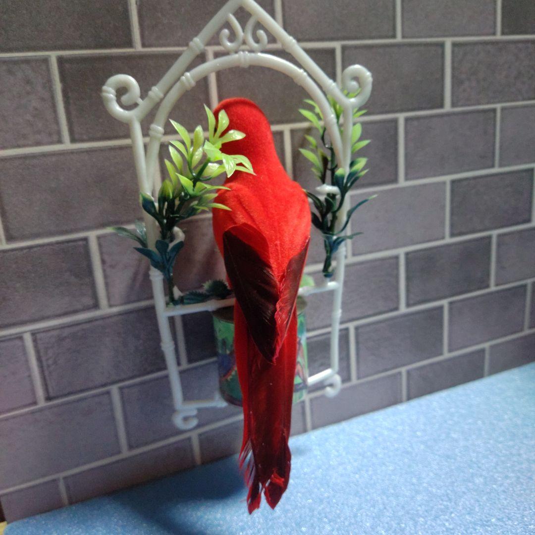 赤い鳥の吊り飾り、上下に動かすとキュッキュッ鳴る　昭和購入レトロ当時品