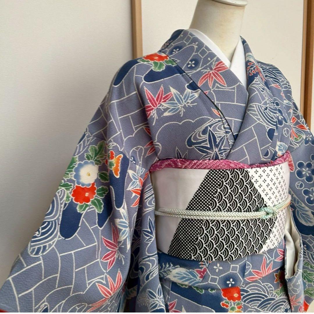 新品 美品　専門店　袷　正絹　友禅　型染め　小紋　フルセット　裄69